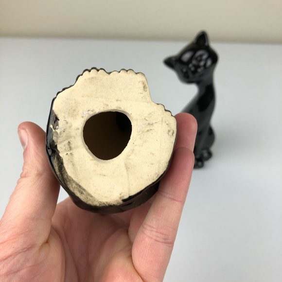 VTG Set of 2 MCM 6" Tall Black Cat Figurines Moder - Picture 9 of 10